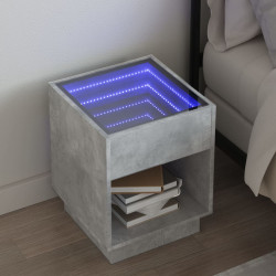 Mesa de cabeceira c/ LED infinity 40x40x50 cm cinzento cimento