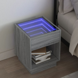 Mesa de cabeceira c/ LED infinity 40x40x50 cm cinzento sonoma