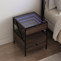 Mesa de cabeceira c/ LED infinity 40x40x51 cm carvalho castanho
