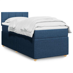 Cama com molas/colchão 90x200 cm tecido azul