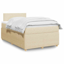 Cama boxspring com colchão 120x190 cm tecido cor creme