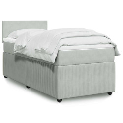 Cama com molas/colchão 100x200 cm veludo cinza-claro