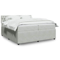 Cama com molas/colchão 200x200 cm veludo cinzento-claro