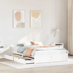 Cama sem colchão 140x200 cm madeira de pinho maciça branco