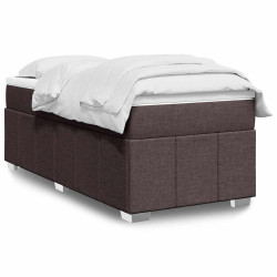 Cama com molas/colchão 100x200 cm tecido castanho-escuro