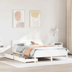 Cama sem colchão 150x200 cm madeira de pinho maciça branco