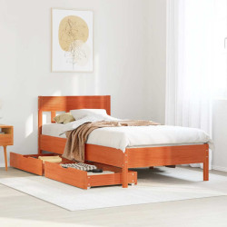 Cama sem colchão 100x200 cm pinho maciço castanho-mel