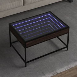 Mesa de centro luzes LED infinity 70x50x41 cm carvalho castanho