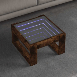 Mesa de centro luzes LED infinity 50x53x30 cm carvalho fumado