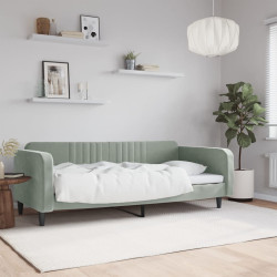 Sofá-cama 100x190 cm veludo cinzento-claro
