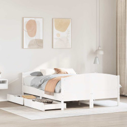 Cama sem colchão 120x190 cm madeira de pinho maciça branco