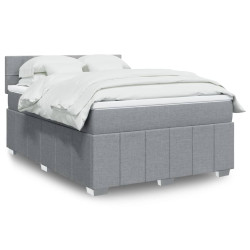 Cama com molas/colchão 140x190 cm tecido cinzento-claro