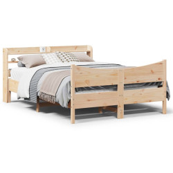 Estrutura de cama c/ cabeceira 150x200 cm pinho maciço