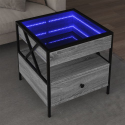 Mesa de centro luzes LED infinity 50x50x51 cm cinzento sonoma