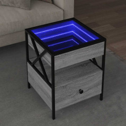 Mesa de centro luzes LED infinity 40x40x51 cm cinzento sonoma