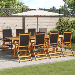 Cadeiras de jardim dobráveis 8 pcs acácia maciça e textilene