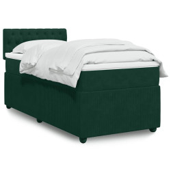 Cama com molas/colchão 90x190 cm veludo verde-escuro