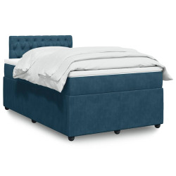 Cama boxspring com colchão 120x190 cm veludo azul