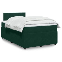 Cama boxspring com colchão 120x200 cm veludo verde-escuro