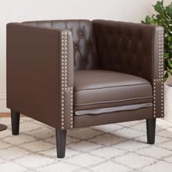 Sofá chesterfield couro artificial castanho