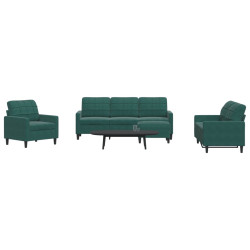 4 Pcs conjunto de sofás com almofadões veludo verde-escuro