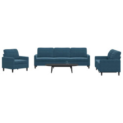 4 Pcs conjunto de sofás com almofadões veludo azul