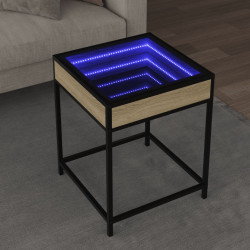 Mesa de centro luzes LED infinity 40x40x51 cm carvalho sonoma