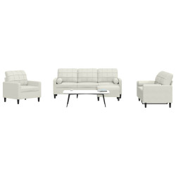 4 Pcs conjunto de sofás com almofadões e rolos veludo creme