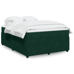 Cama com molas/colchão 160x200 cm veludo verde-escuro