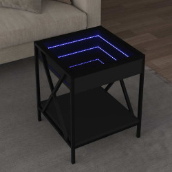 Mesa de centro com luzes LED infinity 40x40x49 cm preto