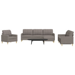 4 Pcs conjunto de sofás com apoio pés tecido cinza-acastanhado