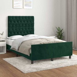 Estrutura de cama com colchão verde escuro 120x190 cm veludo