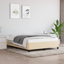 Estrutura de cama sem colchão 140x190 cm tecido cor creme