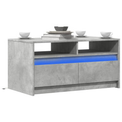 Mesa de centro c/ luzes LED derivados madeira cinzento cimento
