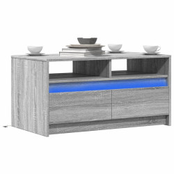 Mesa de centro c/ luzes LED derivados madeira cinzento sonoma