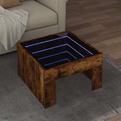 Mesa de centro luzes LED infinity 50x50x30 cm carvalho fumado