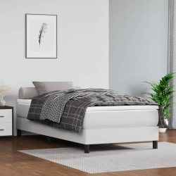 Estrutura de cama com molas 100x200 cm couro artificial branco