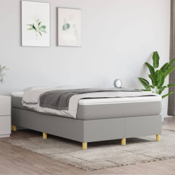 Estrutura de cama com molas 120x200 cm tecido cinzento-claro