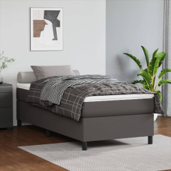 Estrutura de cama com molas 100x200 cm couro artificial cinzento