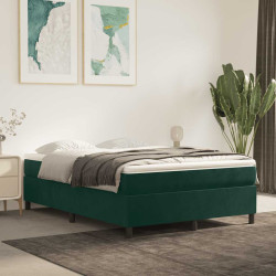 Estrutura de cama com molas 140x190 cm veludo verde-escuro