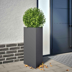 Vaso/floreira de jardim triangular 40x34,5x75 cm aço antracite