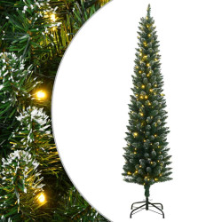 Árvore de natal artificial fina com 300 luzes LED 210 cm