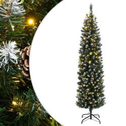 Árvore de natal artificial fina com 300 luzes LED 180 cm