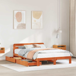 Cama sem colchão 120x200 cm madeira pinho maciça castanho-mel