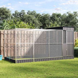 Aviário com extensão prata 416x203x216 cm aço