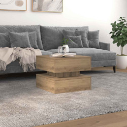 Mesa de centro com luzes LED 50x50x40 cm carvalho artisiano