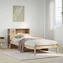 Cama com estante sem colchão 75x190 cm pinho maciço