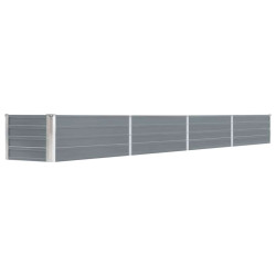 Canteiro elevado jardim aço galvanizado 320x40x45 cm cinzento