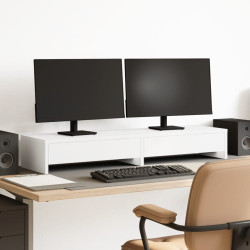 Suporte para monitor com gavetas, branco, 100x27x15 cm, madeira projetada