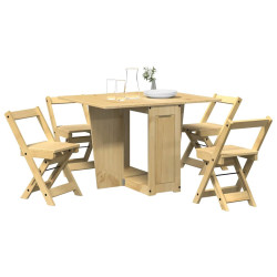 5 Pcs conj. jantar dobrável corona madeira pinho castanho-mel